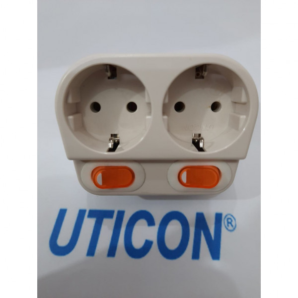 STOP KONTAK UTICON + SAKLAR ON-OFF 2 LUBANG ST-128 SW